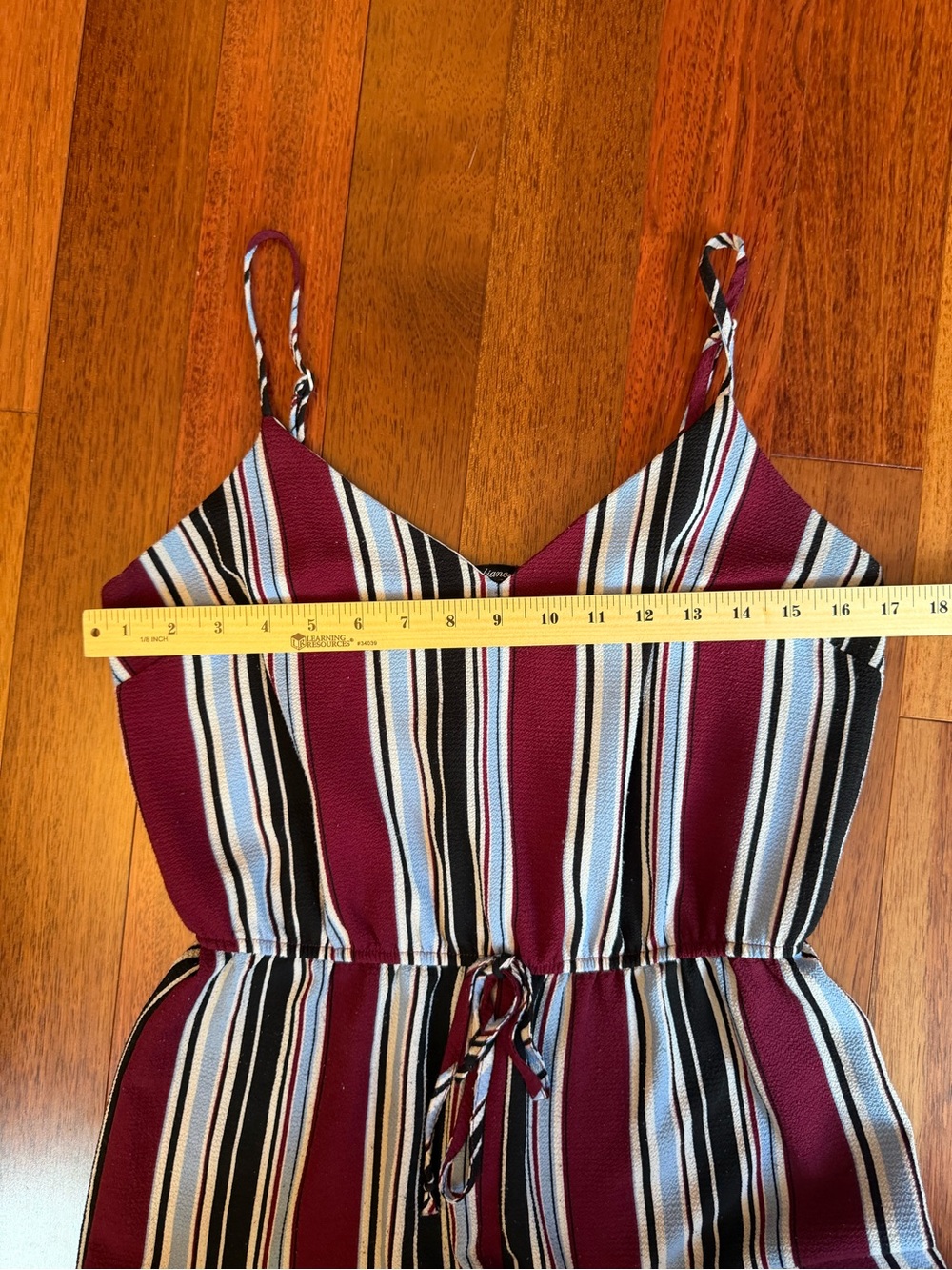Ambiance Burgundy, Black, White & Blue Striped Wide-Leg Jumpsuit - Picture 2 of 6